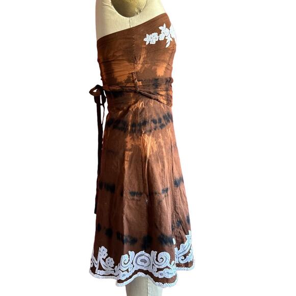 Womens Dress Size 7 Tie Dye Reworked Strapless Hippie Summer Vacation Beach Fun - Picture 3 of 6
